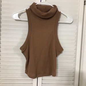 Tan cropped turtle neck